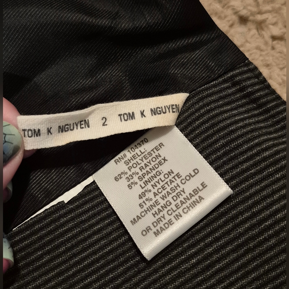 Tom K Nguyen Black Pinstripe Women's Vest Top 2 - Picture 7 of 8